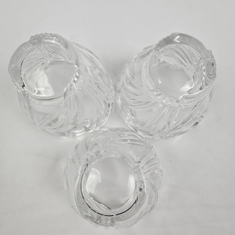 Lenox Crystal Votive Holders Artic Bloom Clear Glass Set Of 3